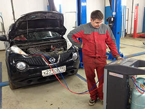 Заправка и ремонт автокондиционера Nissan Juke: фото работ автосервиса ДжапСервис в Москве №1 Заправка и ремонт автокондиционера Nissan Juke: фото работ автосервиса ДжапСервис в Москве №1